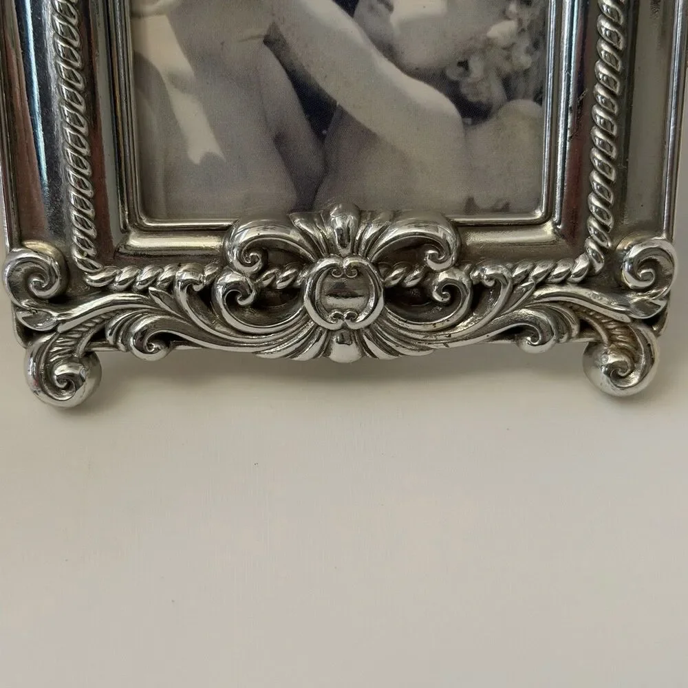 Brighton Vintage Napoleon Photo Frame SilverTone Ornate Baroque Small Taiwan